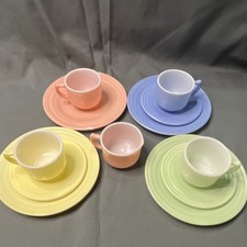 Hazel Atlas Child Tea Set in pastels Read Description