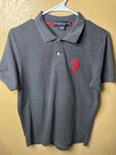 U.S. Polo Assn. Men’s Polo Shirt Large Gray Red Logo #3 Short Sleeve Classic Fit