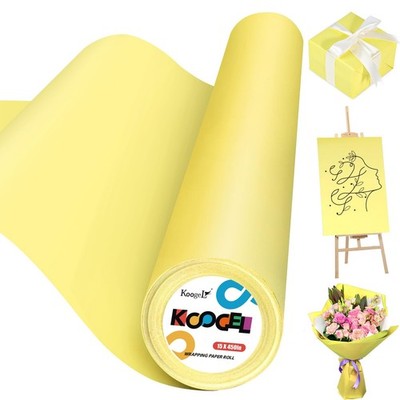 Koogel Yellow Wrapping Paper, 15'' x 450''(38') 1 Count (Pack of 1), 