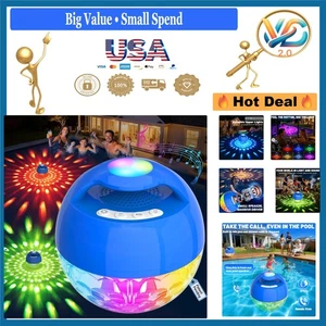 2026 Upgraded Waterproof Floating Pool Speaker with Lights Bluetooth 5.4