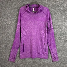 Lululemon Athletica Purple hoodie Long Sleeve Thumbhole Zip Pocket Shirt Size 12