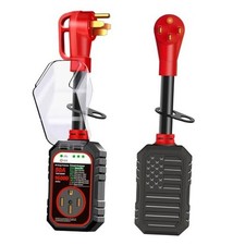 RV Surge Protector 50 Amp Flag Design - Upgraded 16000J Power Surges 50AMP Red