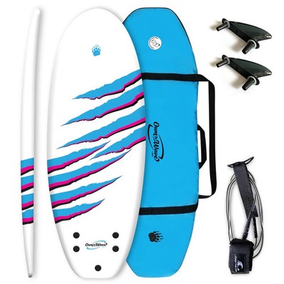 Beginner Foam Surfboard Set by Claw Strike - Eco-Friendly with Carry Bag