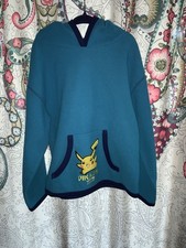Rare Vintage Y2K Pokemon PIKACHU Hoodie Nintendo youth boys sz S Teal Navy Blue