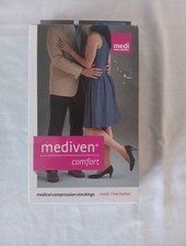 Mediven Comfort Compression Stockings Size 1 Petite Thigh High Black 15-20 mmHg