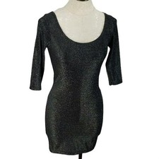 Minkpink Metallic Black & Gold Mini Bodycon Dress Size S