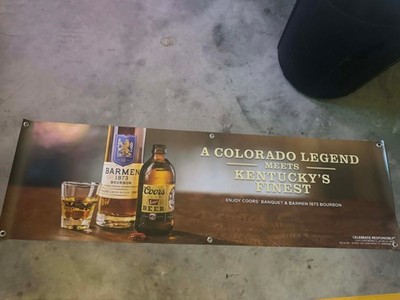 Coors Banquet & Barmen 1873 Bourbon Banner 60''x18'' Beer Whiskey Bar Mancave