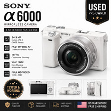 Sony Alpha A6000 24.3MP Mirrorless Camera w/16-50mm Lens Kit White