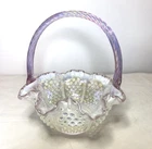Fenton Art Glass Opalescent Basket w/ Twist Handle