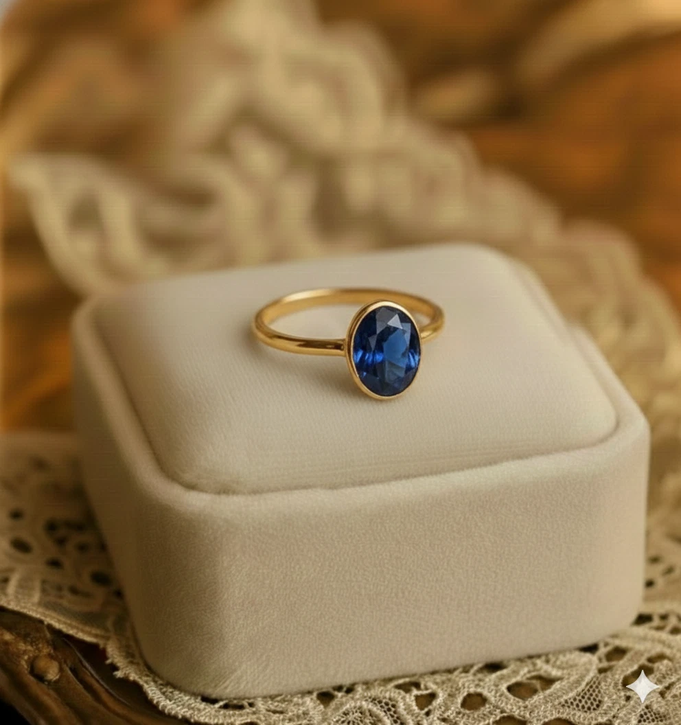 Bague Saphir Vert Australien 1.25ct Taille Baguette En Or 9k - Faite Main - Taille US 7.5