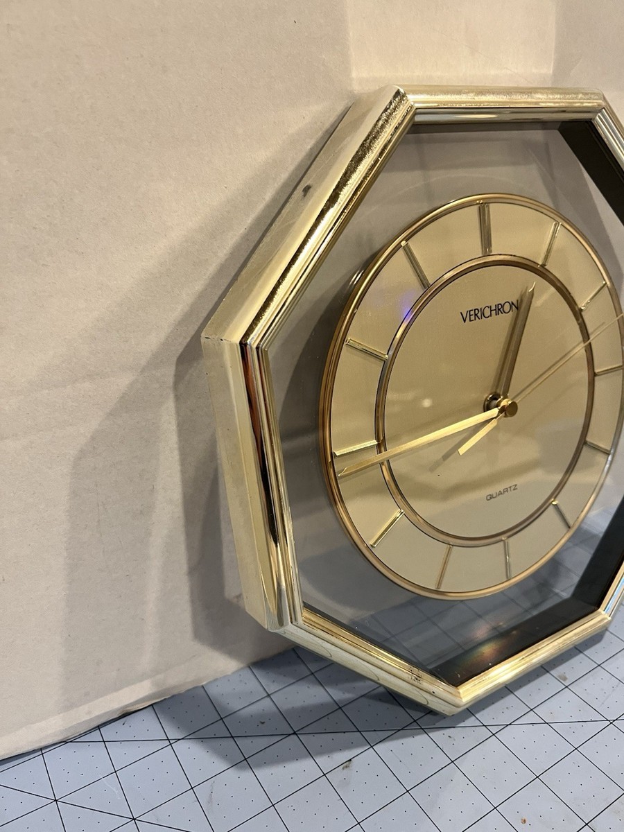 WALL HEXAGON SHAPE VERICHRON CLOCK GOLD VINTAGE 90's JAPAN RETRO