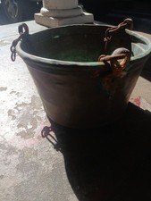 18th CenturyCopper Hanging Planter Pot, Dovetail Construction W/ Chain