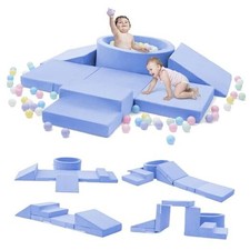 Elftopia Foam Climbing Blocks with Ball Pit & Stairs for Toddlers Light Blue