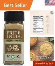 Fine Ground Yellow Mustard - Aromatic Spice Powder, Easy Use Dual Sifter, 2.6 oz
