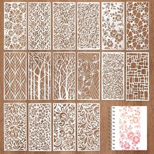 16 Pcs Stencils for Crafts Reusable Painting 22x10.5cm, white