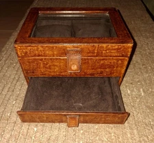 BEAUTIFUL NEW Leather Covered Watch Box - 4 Watch Display. PRICE REDUCED! 
