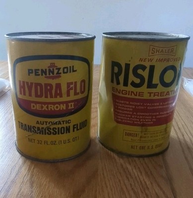 x2 LOT Vintage Full Cans Pennzoil Transmission Fluid Rislone Engine Treatment