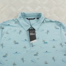 Travis Mathew Polo Shirt Mens 2XL Golf Casual All Over Print New with Flaws