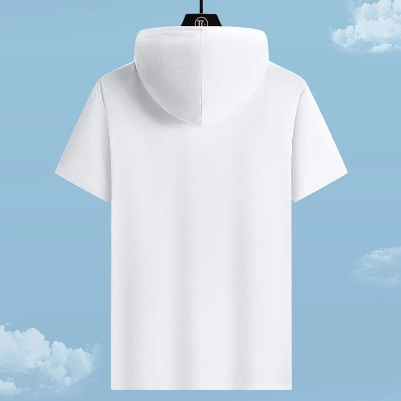 Camiseta deportiva con capucha de manga corta para hombre Ropa deportiva de verano Prendas para el torso Sudadera con capucha Camiseta de fitness Foto 3 de 4