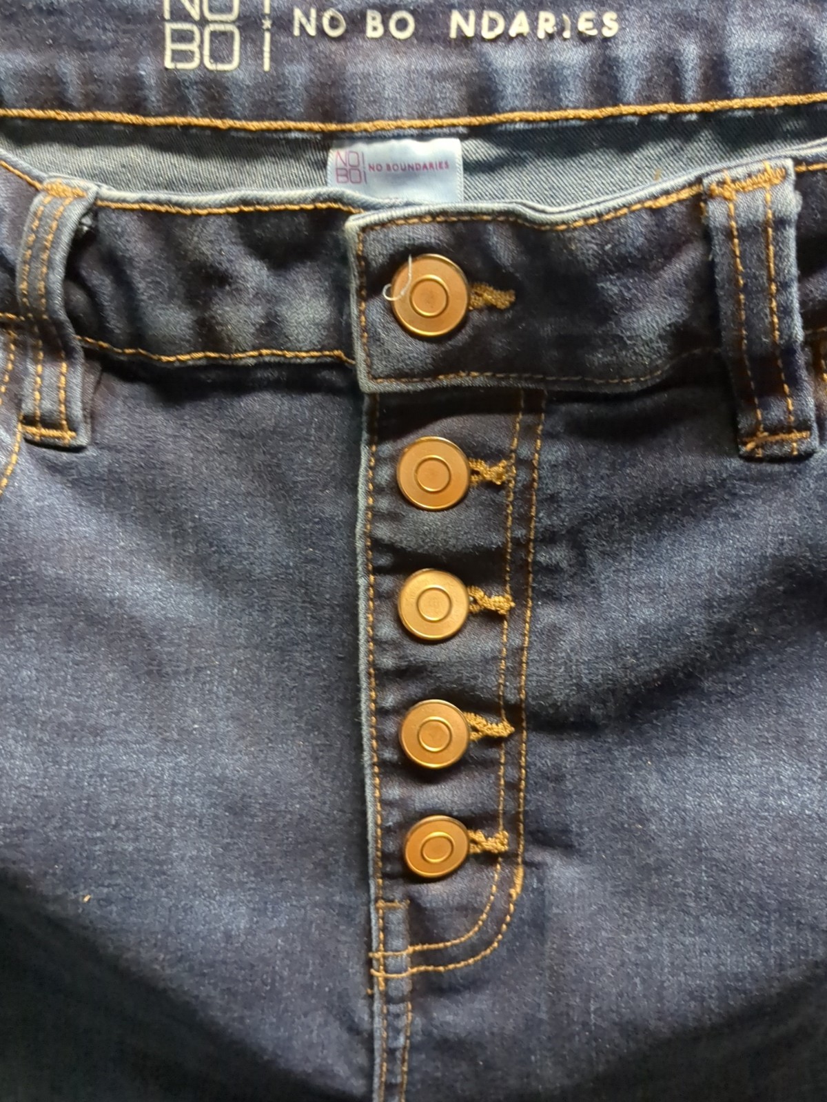 No Boundaries Womens Size 13 Dark Wash Jeans High Rise Button Fly