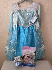 Disney Store Frozen Elsa Costume Dress Bundle Set With Wig and Tiara