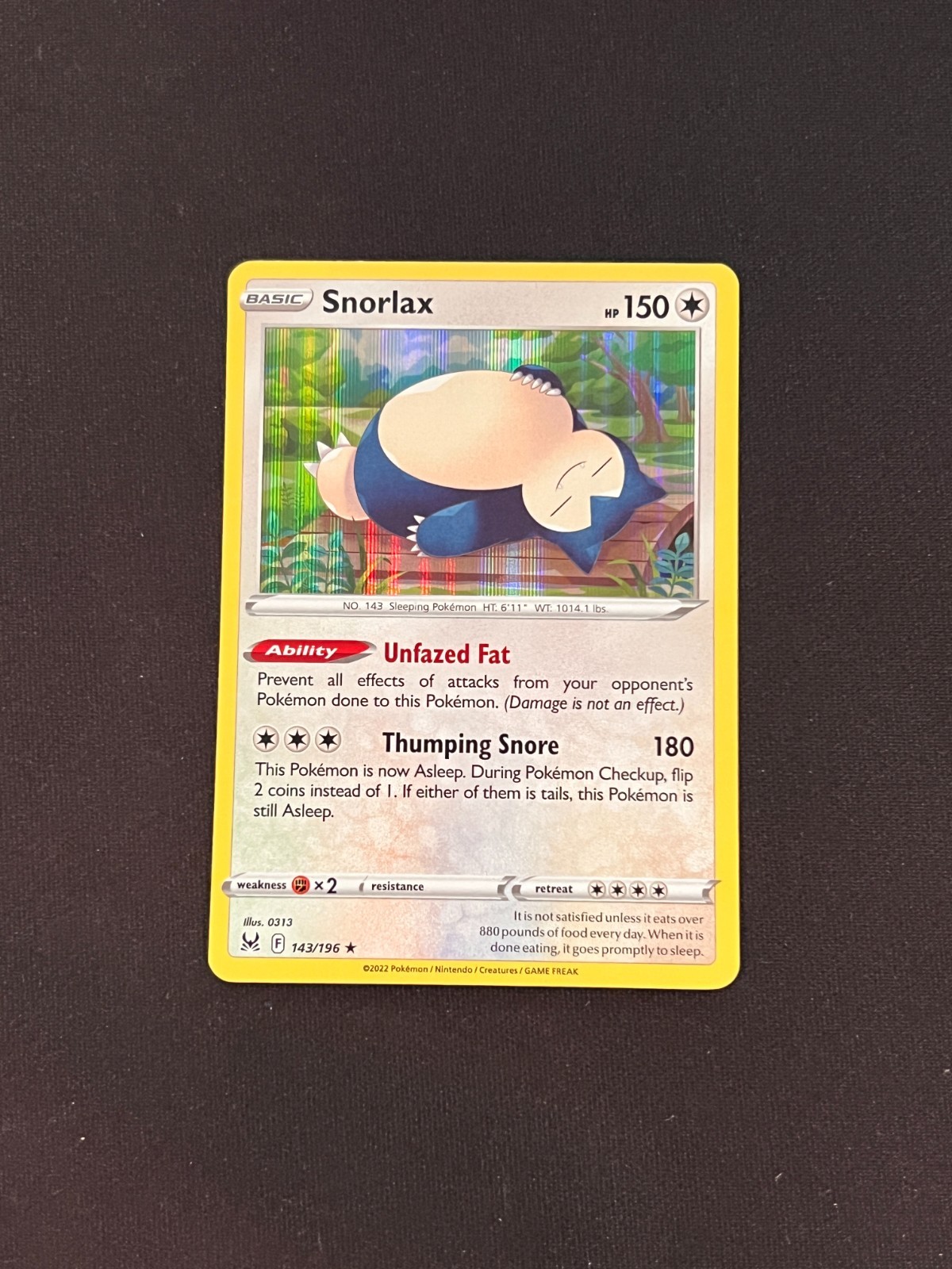 Snorlax 143/196 Swsh11: Lost Origin Holo NM - MINT