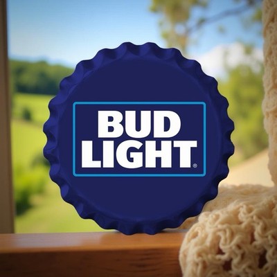 Sleek New 3-D Dimensional Look Bud Light Bottle Cap Metal Sign 16.5 Bar,Office ￼