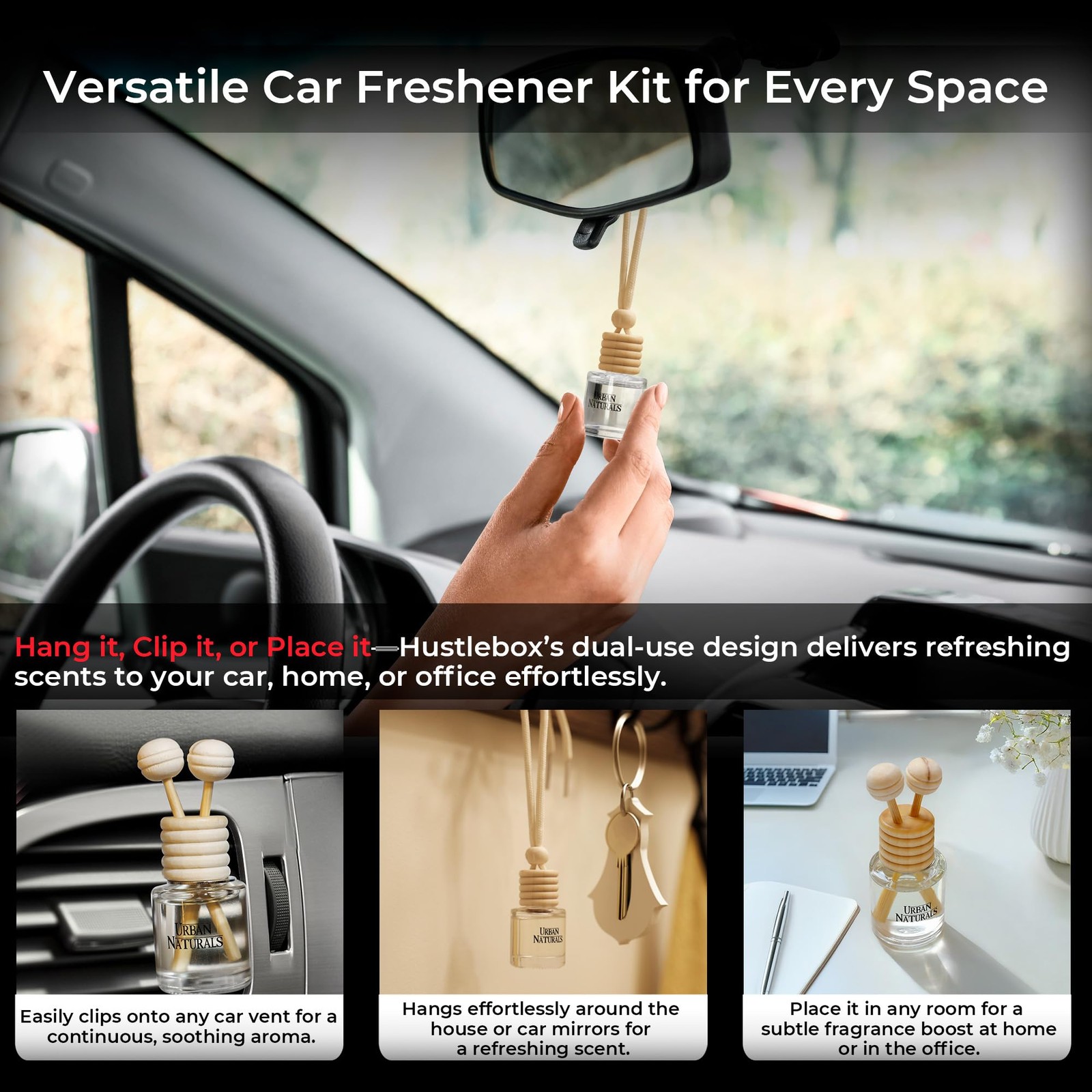Italian Leather Hanging Car Air Freshener and Essential Oil Diffusers with Ve... thumbnail 5