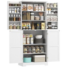 72" Farmhouse Kitchen Pantry Cabinet, Tall Storage Cabinet, White