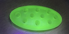 Vintage Uranium Oval Green Satin Glass 10 Hole Flower Frog