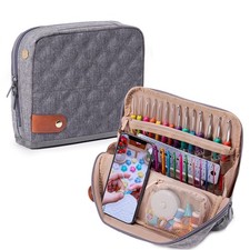 MYBAGZING Empty Crochet Hook Case - Stand Up Organizer with Case, Grey