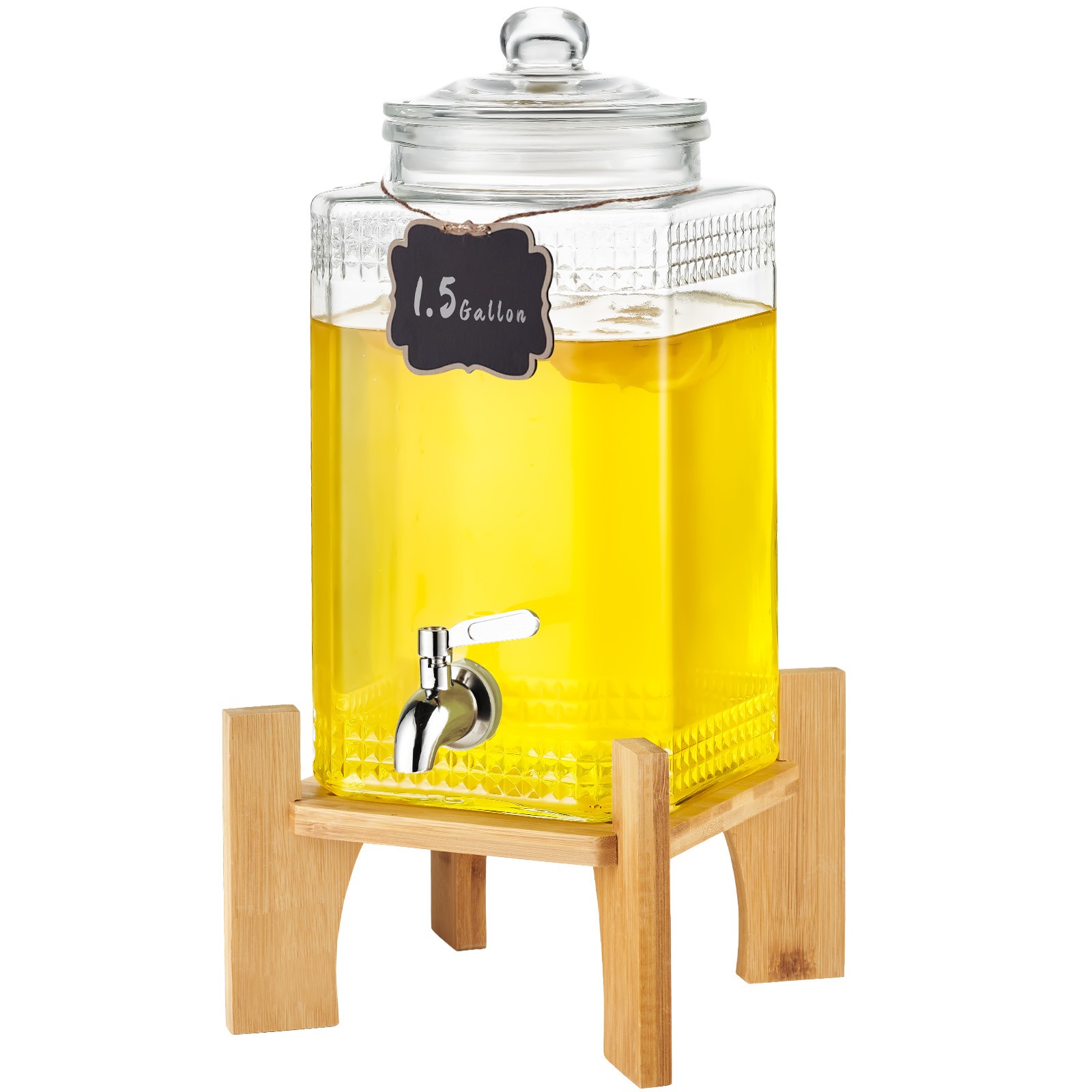 Distributeur de boissons en verre VEVOR 5,5 L avec support et robinet inox