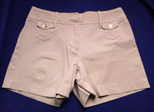 EXPRESS SHORTS ladies size 7/8 medium khaki beige stretch cotton front pockets
