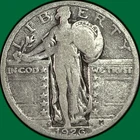 1926-S Standing Liberty Quarter Fine F Coin, Scratch #37776