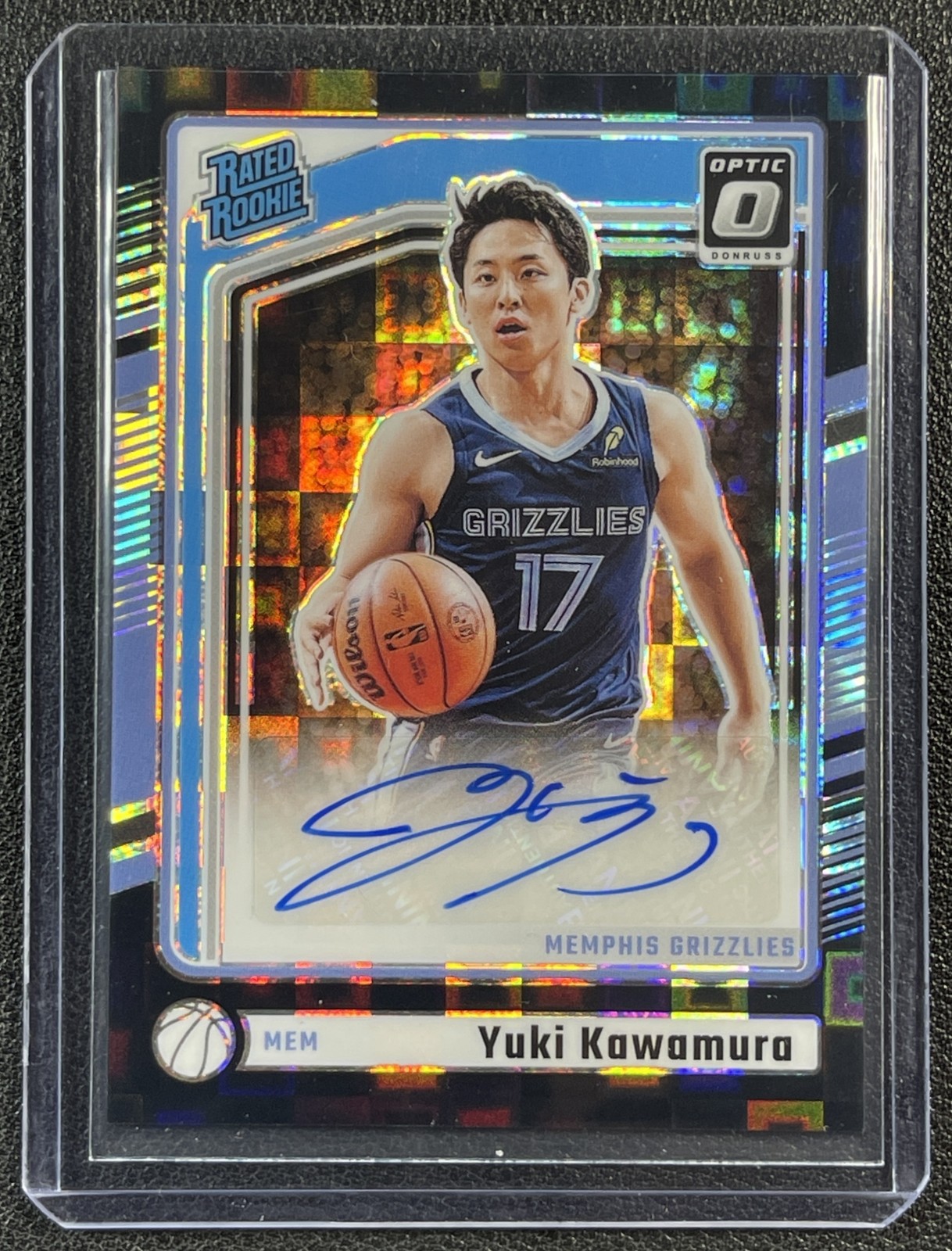 YUKI KAWAMURA 2024-25 DONRUSS OPTIC 334 RATED ROOKIE AUTO BLACK PANDORA RC 14/25