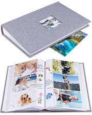 Photo Album 4x6 Hold 402 Photos with Memo Slip-in Pockets Photo Book, Linen C...