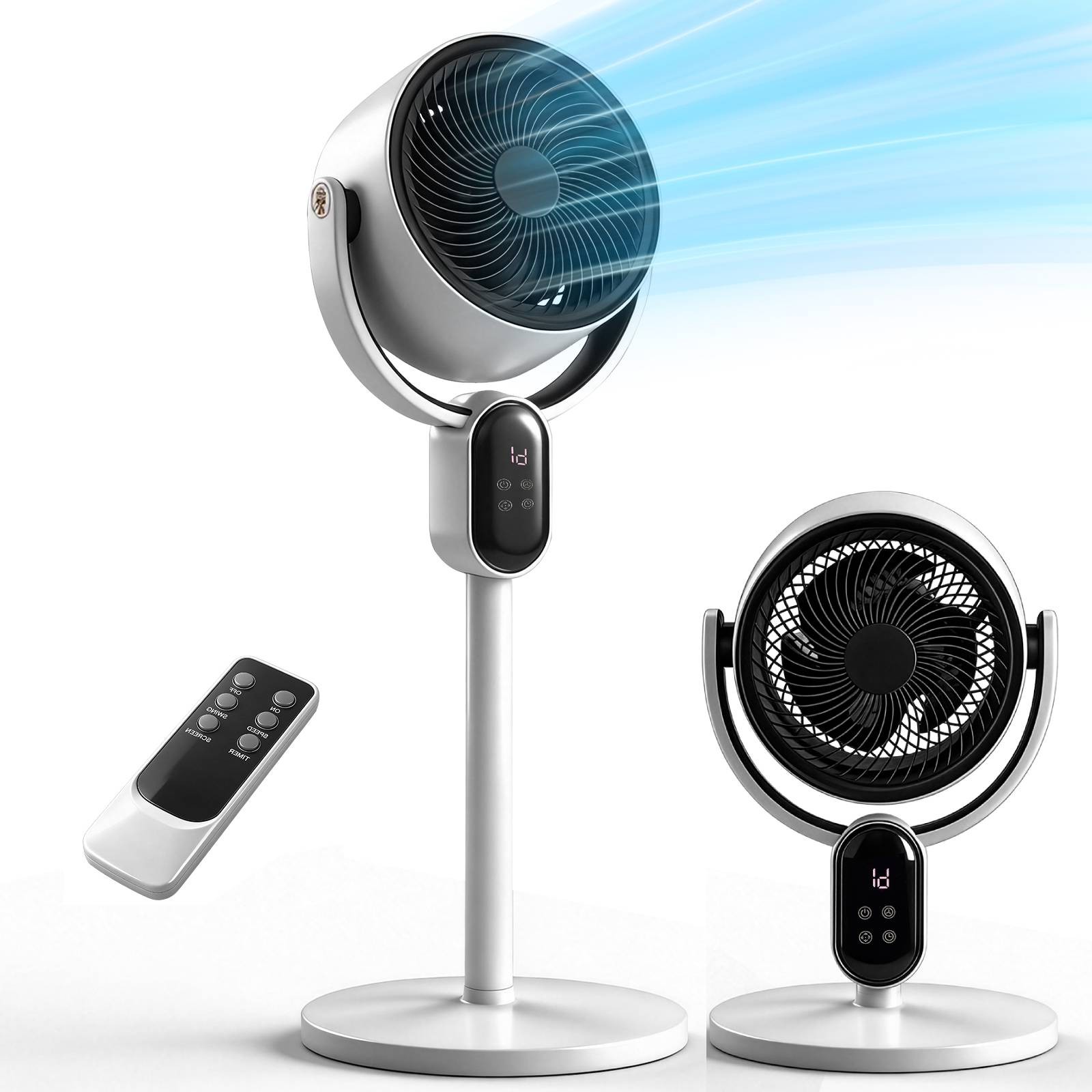 33-Inch Pedestal Fan, Oscillating Standing Fan, Floor Fan, 3 Speeds, 12H Timer