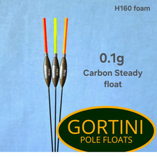 3 no. Handmade GORTINI 0.10g 'Carbon Slim' Pellet float. Pole fishing hand made