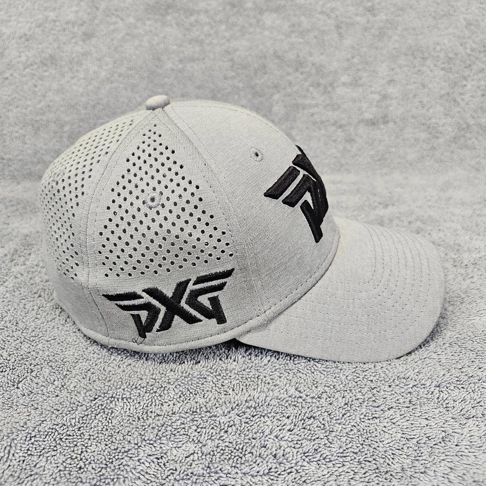 PXG Golf Hat S/M New Era 3930 LASER MESH SHADOW TECH FITTED CAP Gray Black 
