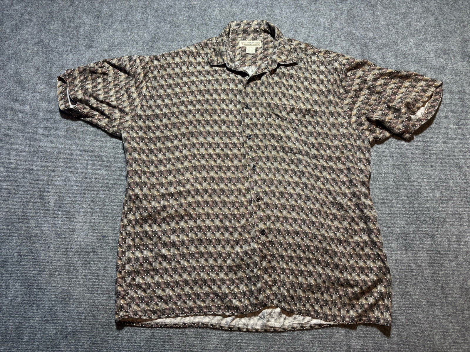 Natural Issue Short Sleeve Pattern Button Up Shir… - image 1