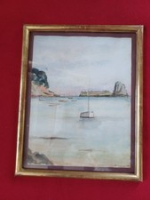 tableau aquarelle authentique marine vue de Cancale Bretagne signé Hascouet ?