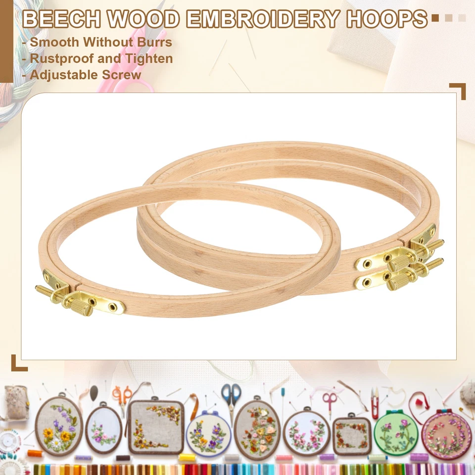 11 Inch Beech Wood Embroidery Hoops, Arc Side Cross Stitch Hoop - Image 3 of 4