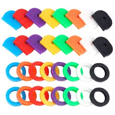 32 Pieces Key Caps Tags Covers, Plastic Key Identifier Ring Label ID to Ident...