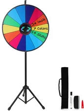 Spinning Prize Wheel 24 Inch with Folding Tripod Floor Stand 44”- 60” Height Adj
