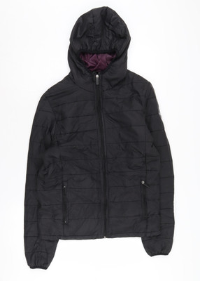 Threadbare gefütterte Herrenjacke schwarz mit Kapuze S