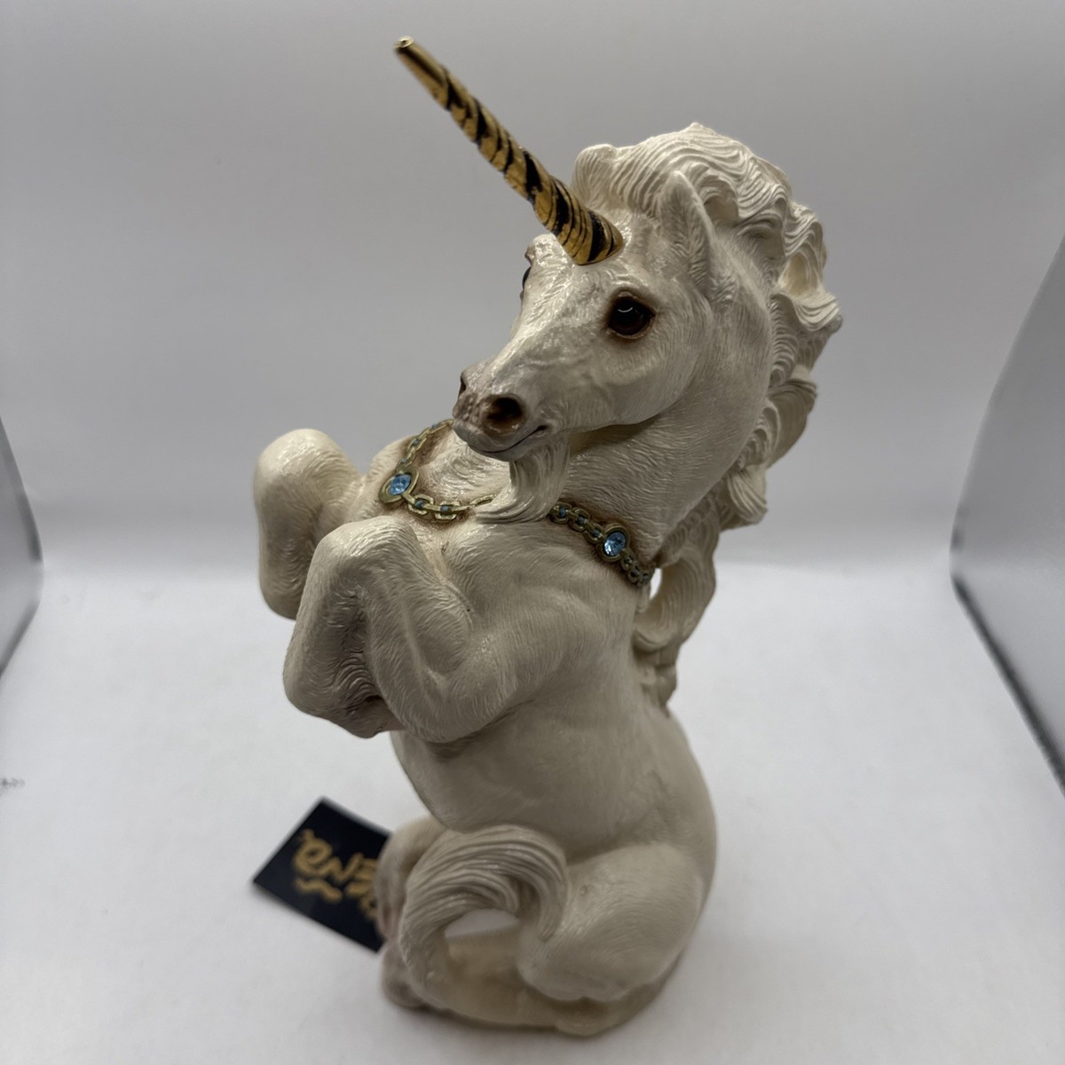 Windstone Editions White Unicorn Signed Pena 89-Blue Crystals with