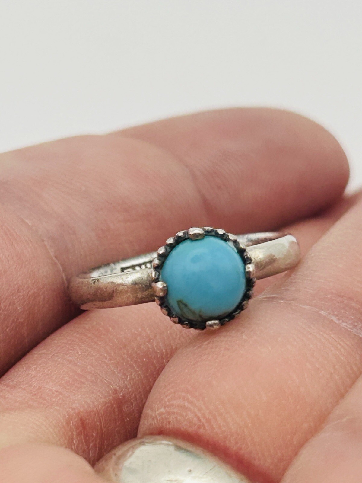 Solid 925 Sterling Silver Turquoise Ring Size 6.2… - image 6
