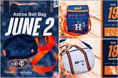 3) Houston Astros 2024 Bag Giveaways Belt Bag + Lunch Bag + Retro