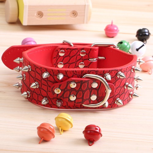 spiked Rivet dog collar Rivet FOR LARGE Dog / pitbull PU Faux Synthetic leather eBay
