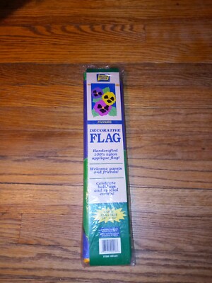 New Meadow Creek Pansies On Decorative Flag 100% Nylon Applique 28x40'' 